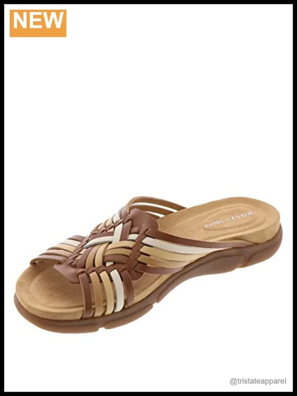 Woven Nappa Leather Slip-On Sandal Flexible Ankle Strap Low Heel